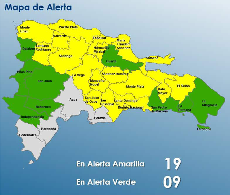 RD bajo alertas por vaguada